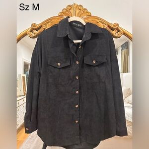 SHEIN Black Button-Up Jacket Long Sleeve Top